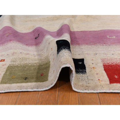 Modern and Contemporary Wool Hand Knotted Rug Ivory 10.0x13.2 -O078376