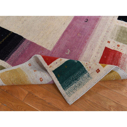 Modern and Contemporary Wool Hand Knotted Rug Ivory 10.0x13.2 -O078376