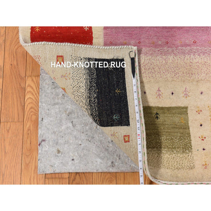 Modern and Contemporary Wool Hand Knotted Rug Ivory 10.0x13.2 -O078376