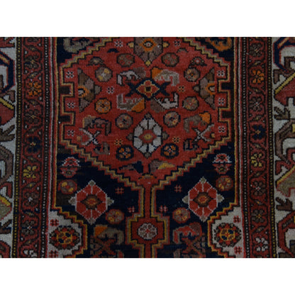 Antique Wool Hand Knotted Rug Red 3.1x16.3 -O078378