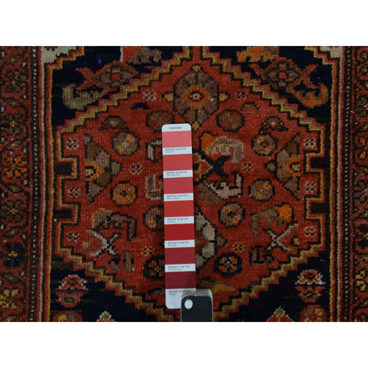 Antique Wool Hand Knotted Rug Red 3.1x16.3 -O078378