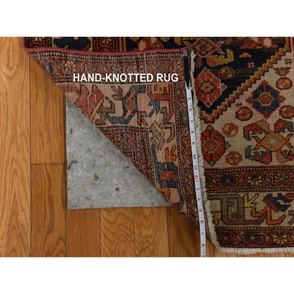 Antique Wool Hand Knotted Rug Red 3.1x16.3 -O078378