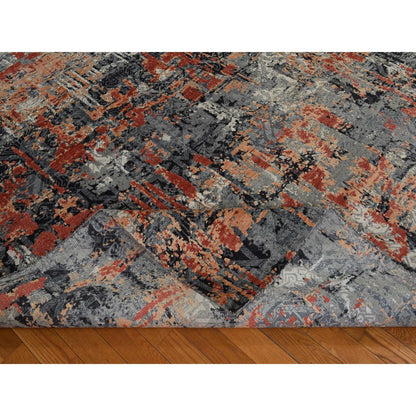 Modern and Contemporary Wool Hand Knotted Rug Red 7.9x10.1 -O078389