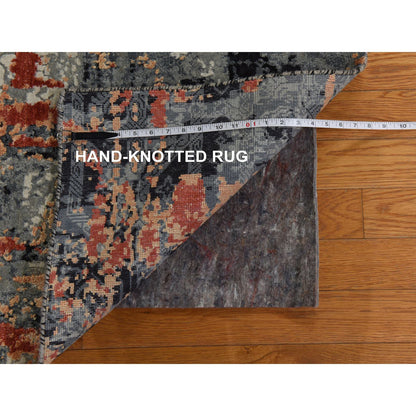 Modern and Contemporary Wool Hand Knotted Rug Red 7.9x10.1 -O078389