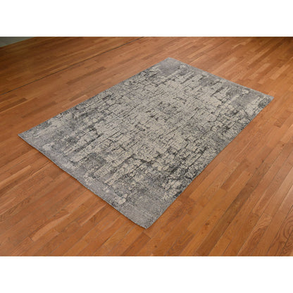 Modern and Contemporary Wool Hand Knotted Rug Grey 6.0x9.0 -O078390
