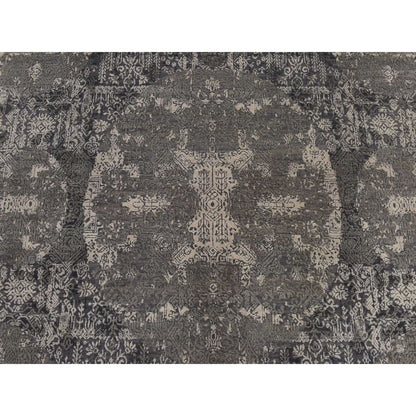 Modern and Contemporary Wool & Silk Hand Knotted Rug Grey 6.1x9.2 -O078391