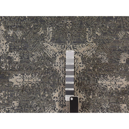 Modern and Contemporary Wool & Silk Hand Knotted Rug Grey 6.1x9.2 -O078391