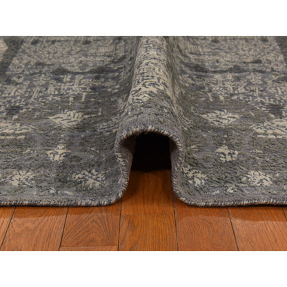 Modern and Contemporary Wool & Silk Hand Knotted Rug Grey 6.1x9.2 -O078391