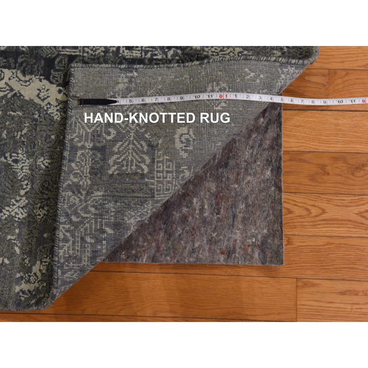 Gray 6'1" x 9'2" Modern and Contemporary Hand knotted Wool/Silk Rug - Sku: O078391