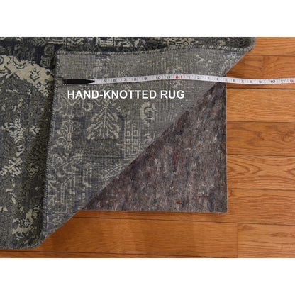 Modern and Contemporary Wool & Silk Hand Knotted Rug Grey 6.1x9.2 -O078391