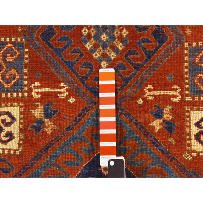 Antique Wool Hand Knotted Rug Red 4.3x6.3 -O078395