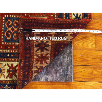 Antique Wool Hand Knotted Rug Red 4.3x6.3 -O078395