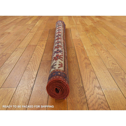 Antique Wool Hand Knotted Rug Red 4.3x6.3 -O078395
