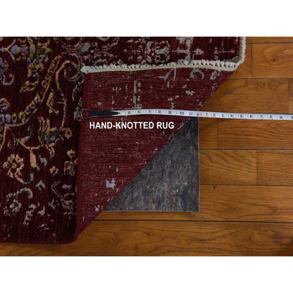 Modern and Contemporary Wool & Silk Hand Knotted Rug Red 3.0x5.1 -O078397