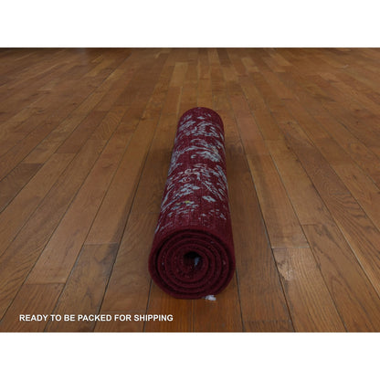 Modern and Contemporary Wool & Silk Hand Knotted Rug Red 3.0x5.1 -O078397