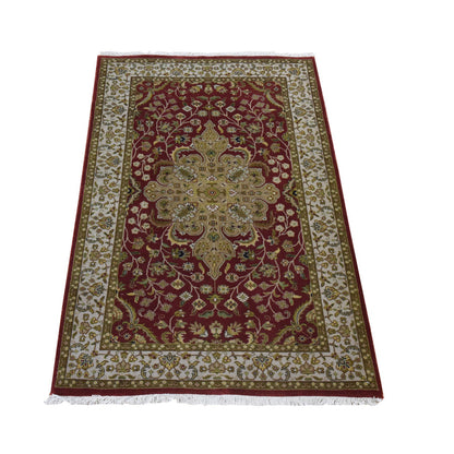 Fine Oriental Wool Hand Knotted Rug Red 3.0x5.0 -O078398