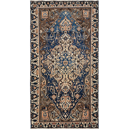 Overdyed & Vintage Wool Hand Knotted Rug Blue 4.9x9.3 -O0783