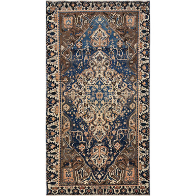 Overdyed & Vintage Wool Hand Knotted Rug Blue 4.9x9.3 -O0783