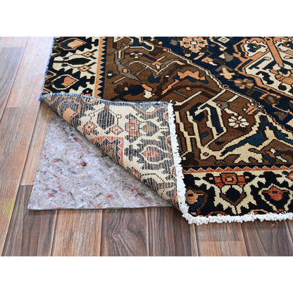 Overdyed & Vintage Wool Hand Knotted Rug Blue 4.9x9.3 -O0783