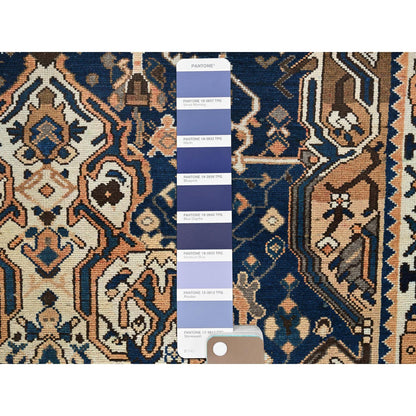 Overdyed & Vintage Wool Hand Knotted Rug Blue 4.9x9.3 -O0783