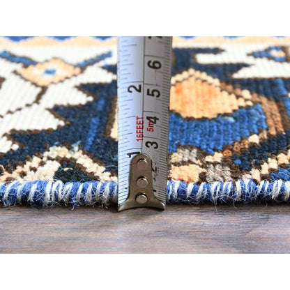 Overdyed & Vintage Wool Hand Knotted Rug Blue 4.9x9.3 -O0783