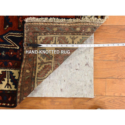 Antique Wool Hand Knotted Rug Orange 3.3x6.3 -O078401