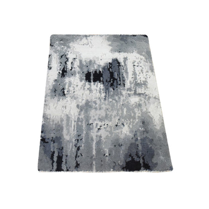 Modern and Contemporary Wool & Silk Hand Knotted Rug Black 2.0x3.0 -O078402