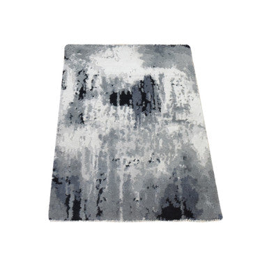 Modern and Contemporary Wool & Silk Hand Knotted Rug Black 2.0x3.0 -O078402
