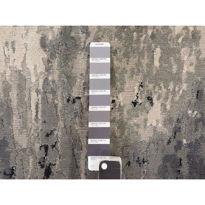 Modern and Contemporary Wool & Silk Hand Knotted Rug Black 2.0x3.0 -O078402
