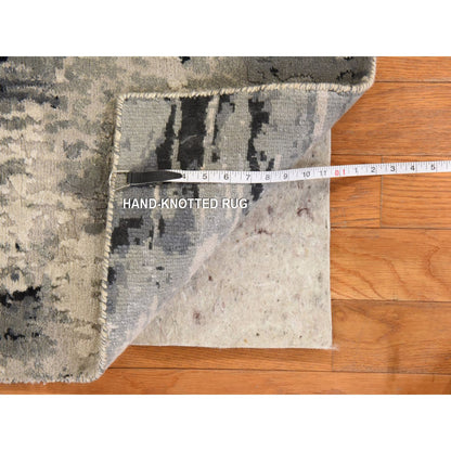 Modern and Contemporary Wool & Silk Hand Knotted Rug Black 2.0x3.0 -O078402
