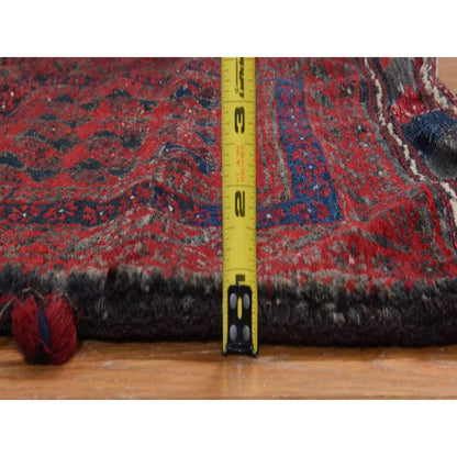 Antique Wool Hand Knotted Rug Red 2.4x2.4 -O078403