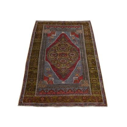 Overdyed & Vintage Wool Hand Knotted Rug Grey 3.10x6.0 -O078404