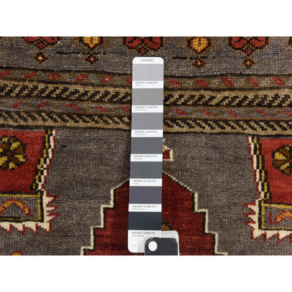 Overdyed & Vintage Wool Hand Knotted Rug Grey 3.10x6.0 -O078404