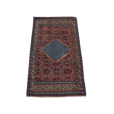 Antique Wool Hand Knotted Rug Red 1.10x3.2 -O078407