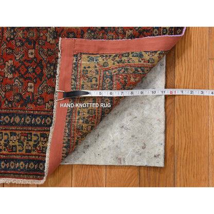 Antique Wool Hand Knotted Rug Red 1.10x3.2 -O078407