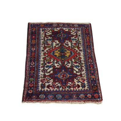 Antique Wool Hand Knotted Rug Ivory 2.3x2.9 -O078408
