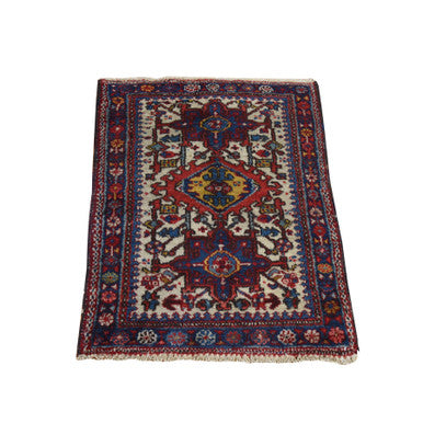 Antique Wool Hand Knotted Rug Ivory 2.3x2.9 -O078408