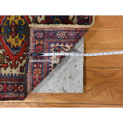 Antique Wool Hand Knotted Rug Ivory 2.3x2.9 -O078408