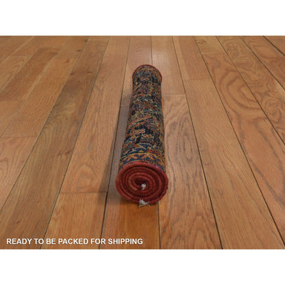 Antique Wool Hand Knotted Rug Blue 1.8x3.3 -O078410