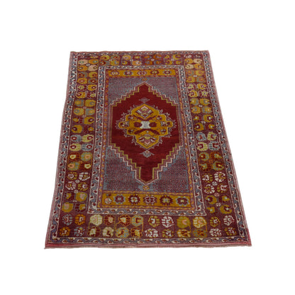 Antique Wool Hand Knotted Rug Red 3.7x5.4 -O078411