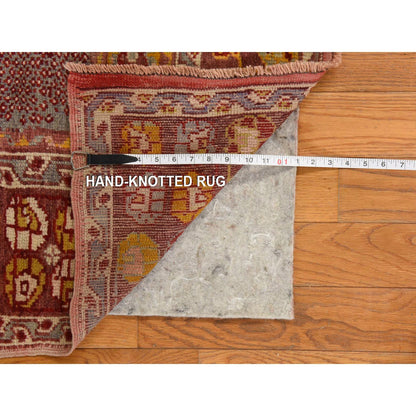 Antique Wool Hand Knotted Rug Red 3.7x5.4 -O078411