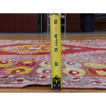 Antique Wool Hand Knotted Rug Red 3.7x5.4 -O078411