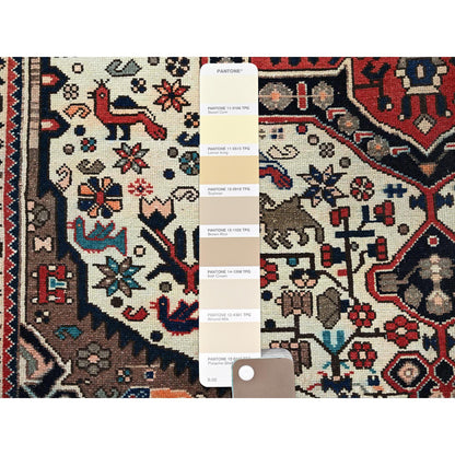 Overdyed & Vintage Wool Hand Knotted Rug Ivory 5.4x9.8 -O0784