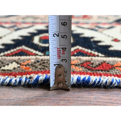Overdyed & Vintage Wool Hand Knotted Rug Ivory 5.4x9.8 -O0784