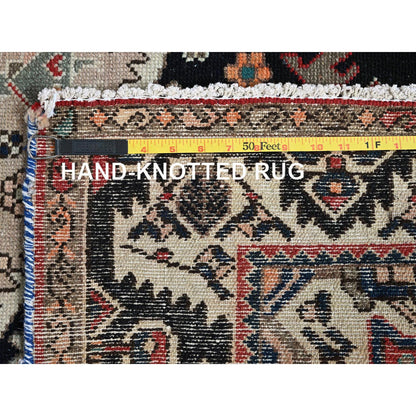 Overdyed & Vintage Wool Hand Knotted Rug Ivory 5.4x9.8 -O0784