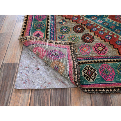 Overdyed & Vintage Wool Hand Knotted Rug Orange 4.11x7.9 -O0785