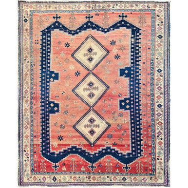 Overdyed & Vintage Wool Hand Knotted Rug Orange 5.0x6.6 -O0786
