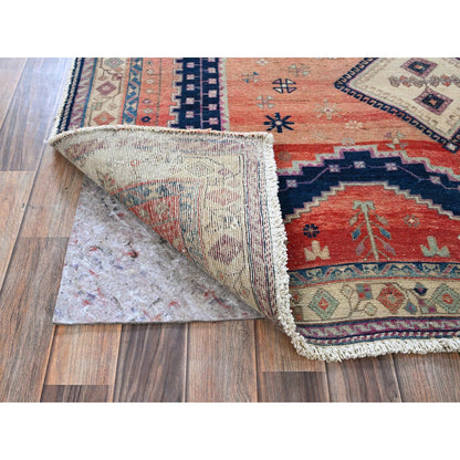 Overdyed & Vintage Wool Hand Knotted Rug Orange 5.0x6.6 -O0786