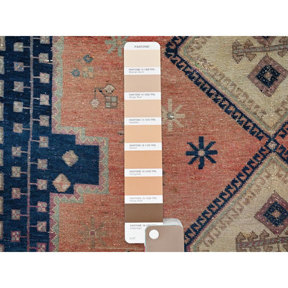Overdyed & Vintage Wool Hand Knotted Rug Orange 5.0x6.6 -O0786