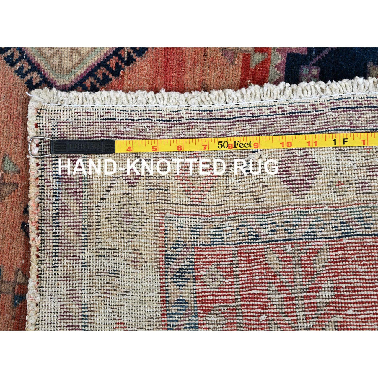 Overdyed & Vintage Wool Hand Knotted Rug Orange 5.0x6.6 -O0786